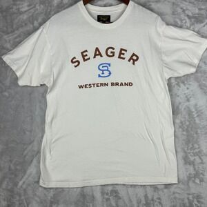Seager Western Brand Graphic Tee T Shirt Casual‎ Top Cotton Blend Large